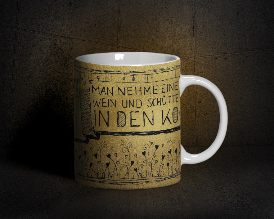 Tasse "Man nehme eine Tasse Wein...", Farbe: Gold
