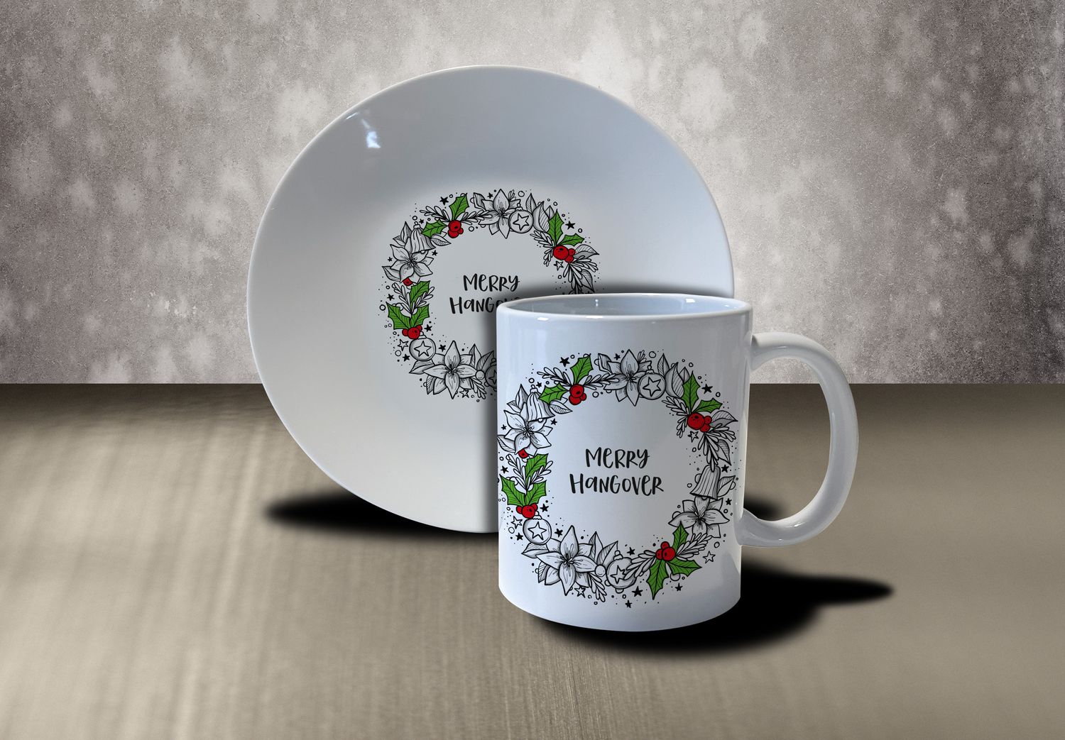 "Merry Hannover", (Kaffeebecher und Teller)