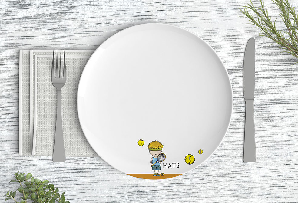 "Tennisprofi" Speiseteller (26 cm), Design: Tennisprofi 1 gelb