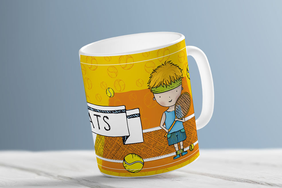 "Tennisprofi" Tasse, Design: Tennisprofi 1 gelb