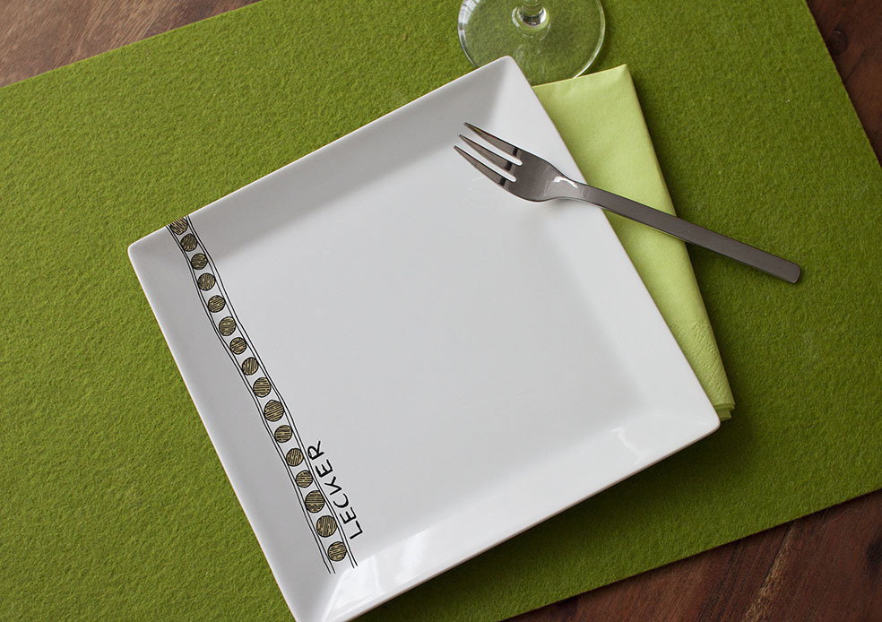 "Lecker" Teller, Design: Ballspiel, Stückzahl: 1 Teller