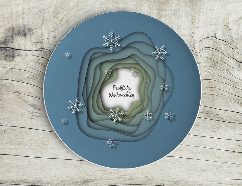 Teller "Fröhliche Weihnachten"  (17 cm / 20 cm Durchmesser)