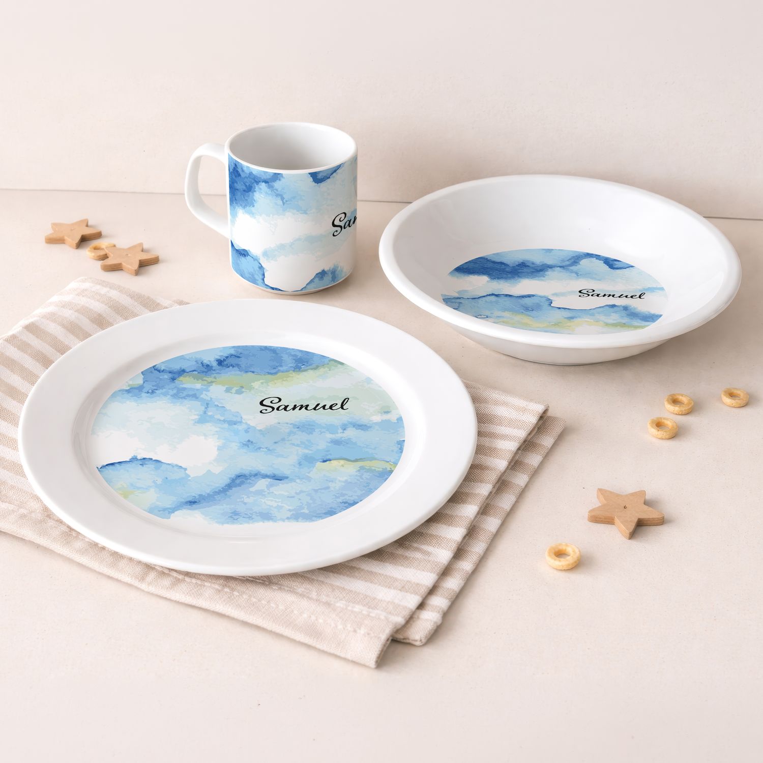 "Wolkenblau" (Geschirr-Set, 3-tlg.)