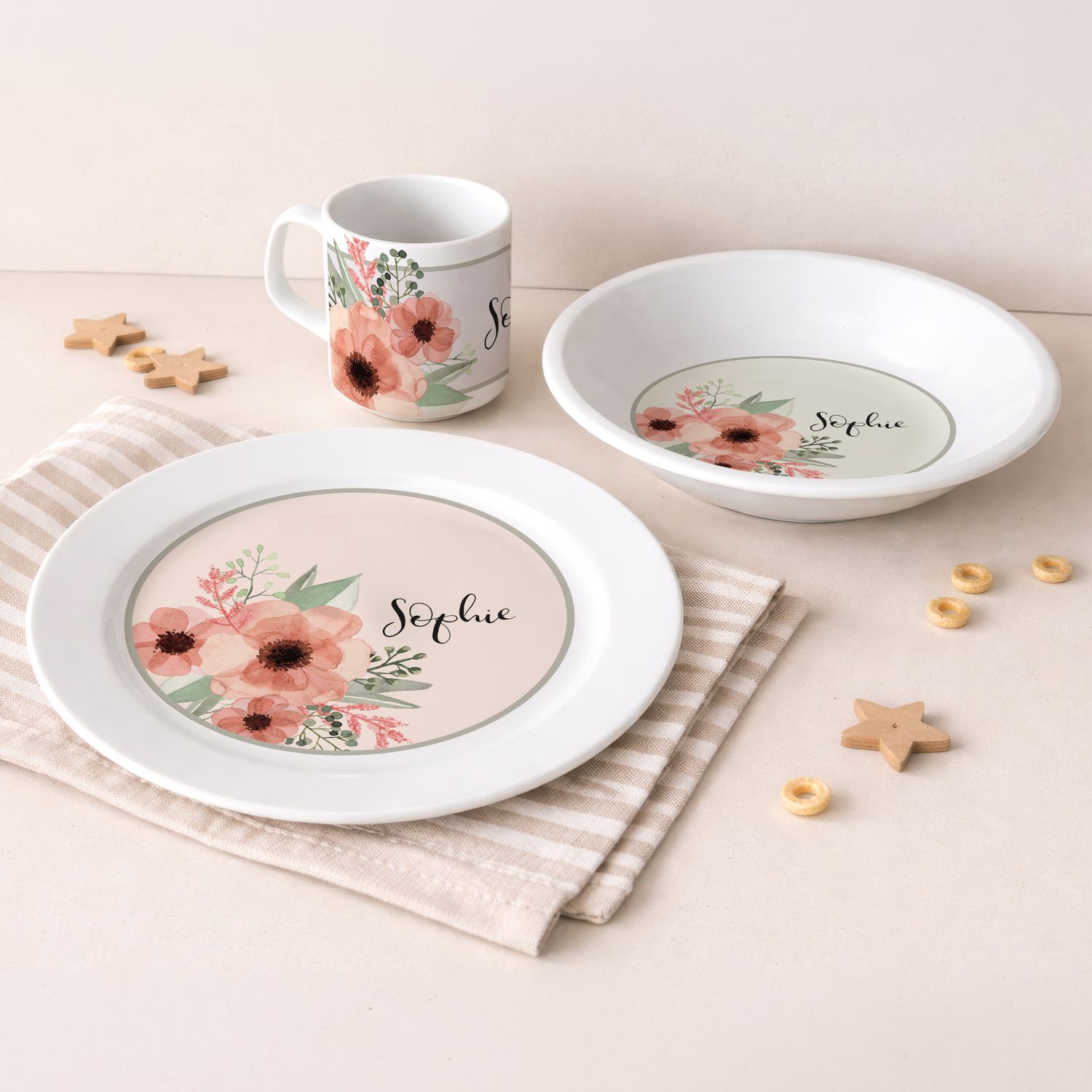 "Peach Blossom" (Geschirr-Set, 3-tlg.)