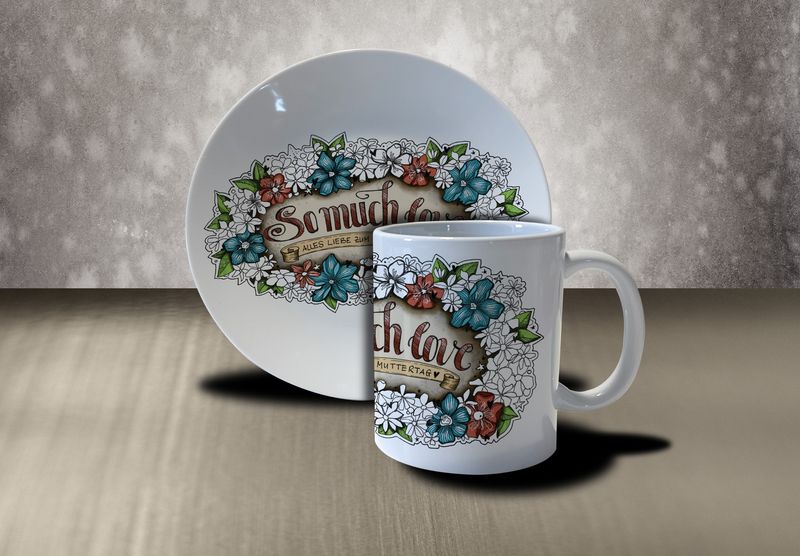 "So much love", (Set aus Teller und Tasse)