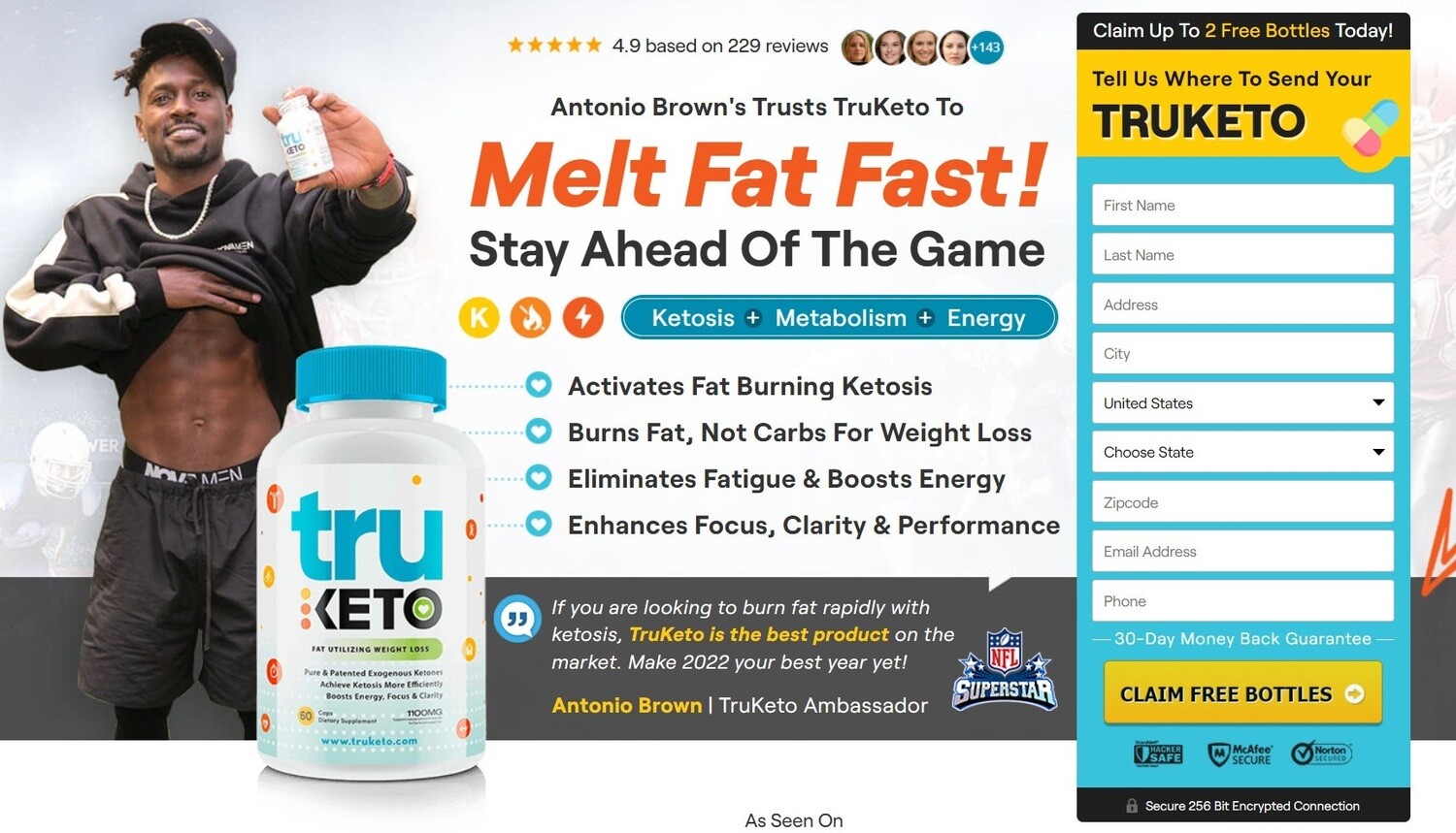 TruKeto Recommended By Antonio Brown USA Components