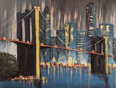#401 5th Jul 2022 (7pm) - Brooklyn Bridge - Fun Painting with nJoyArt at The Griffin, Rugby