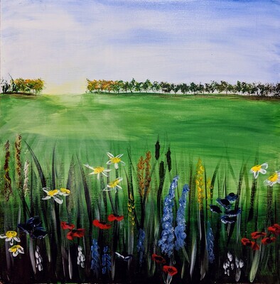 #411 2nd Aug 2022 (7pm) - Spring Meadow - Fun Painting with nJoyArt at The Griffin, Rugby