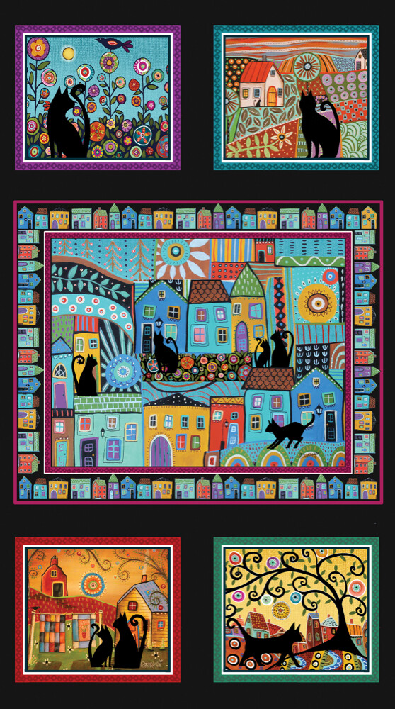 BENARTEX Karla Gerard Folktown Cats Panel