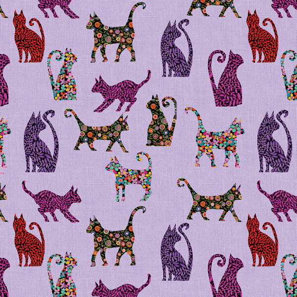 BENARTEX Karla Gerard Folktown Cats Patterned Cats Lilac