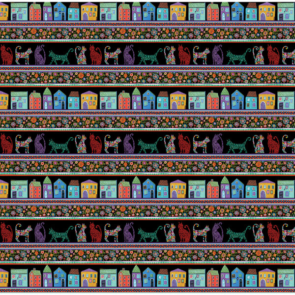 BENARTEX Karla Gerard Folktown Cats Stripe Black