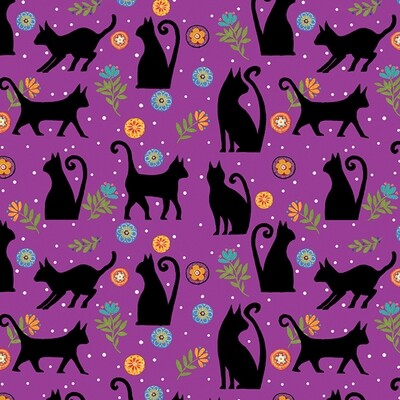 BENARTEX Karla Gerard Folktown Cats Garden Cats Purple