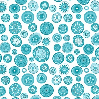 BENARTEX Karla Gerard Folktown Cats Dot Teal White