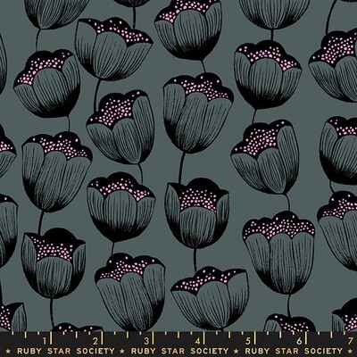 Moda Firefly by Sarah Watts Magic Tulips Dark Grey