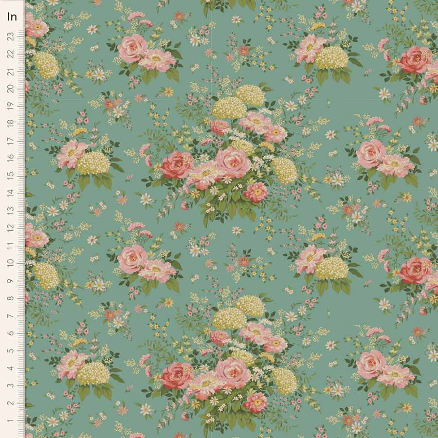Tilda Chic Escape Wildgarden Teal Meterware