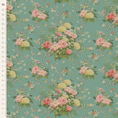 Tilda Chic Escape Wildgarden Teal Meterware