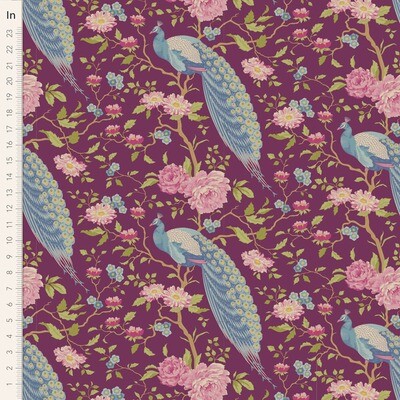 Tilda Chic Escape Peacock-Tree Grape Meterware