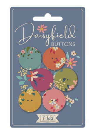 TILDA Chic Escape Daisyfield Buttons 23mm (0,90&quot;) 6 Stück