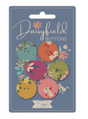 TILDA Chic Escape Daisyfield Buttons 23mm (0,90&quot;) 6 Stück