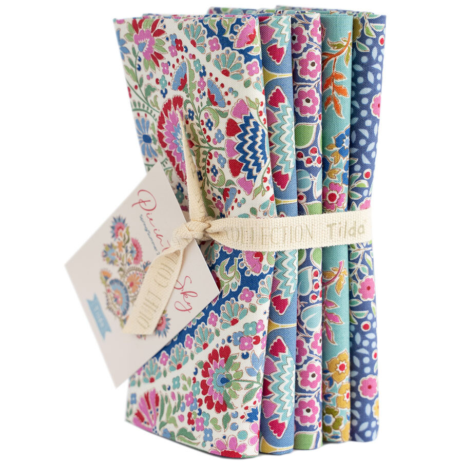Tilda Pie in the Sky Fat Quarter Bundle Blue/Teal 5 Stück