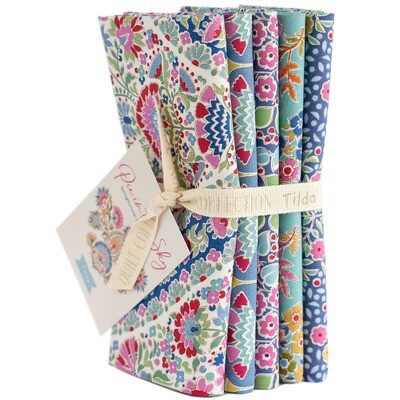Tilda Pie in the Sky Fat Quarter Bundle Blue/Teal 5 Stück