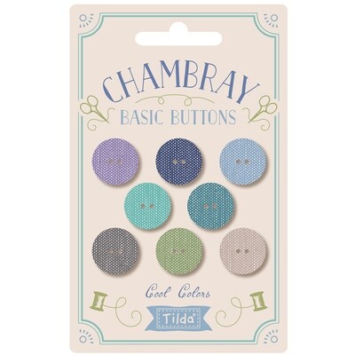 TILDA Chambray Basic Buttons Cool Colours 16mm (0,63&quot;) 8 Stück