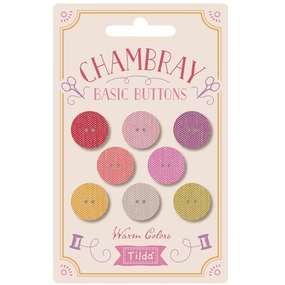 TILDA Chambray Basic Buttons Warm Colours 16mm (0,63&quot;) 8 Stück
