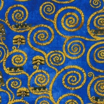 Robert Kaufman &quot;Gustav Klimt Kollektion&quot; Cobalt Gold Metallic