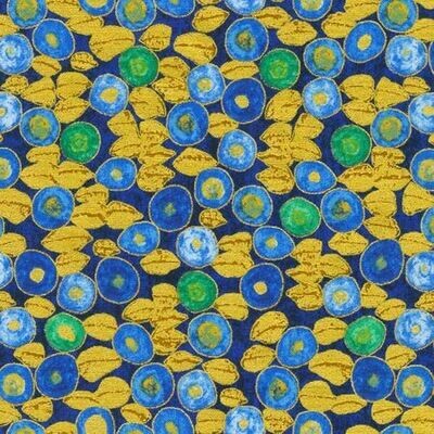Robert Kaufman &quot;Gustav Klimt Kollektion&quot; Sapphire Blau Gold Metallic