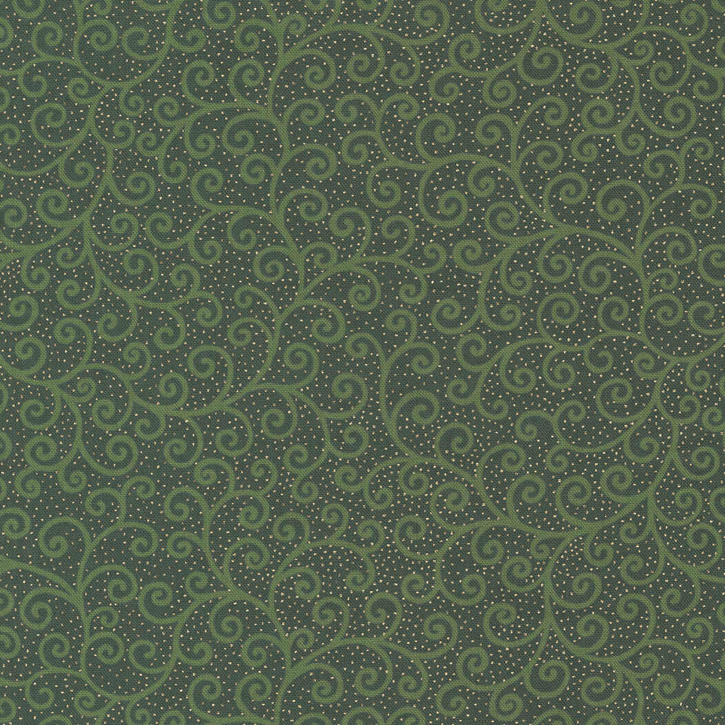 Moda Merry Manor Metallic Evergreen