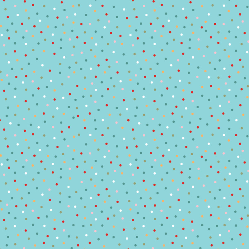 Poppie Cotton Country Confetti Blue Lagoon - Light Teal