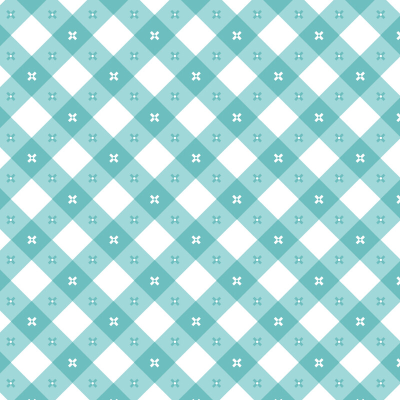 Poppie Cotton Gingham Picnic Seaside - Aqua