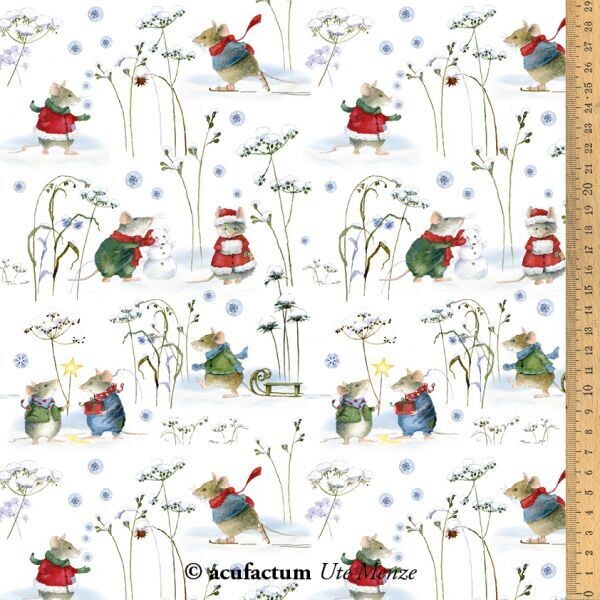 acufactum Baumwollstoff Wintermäuse