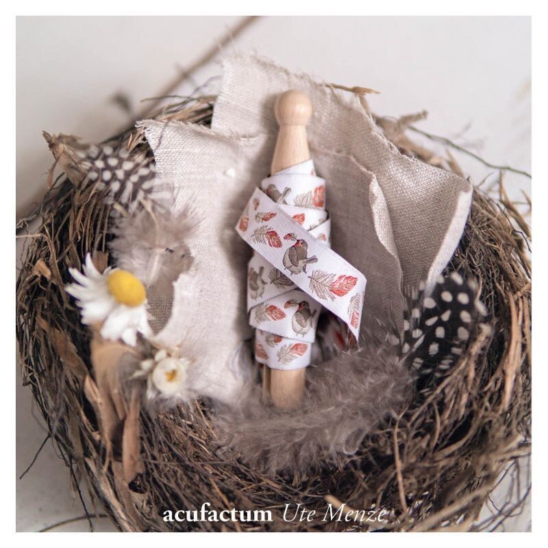 acufactum Webband Rotkehlchen mit Federn