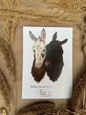Postkarte Esel