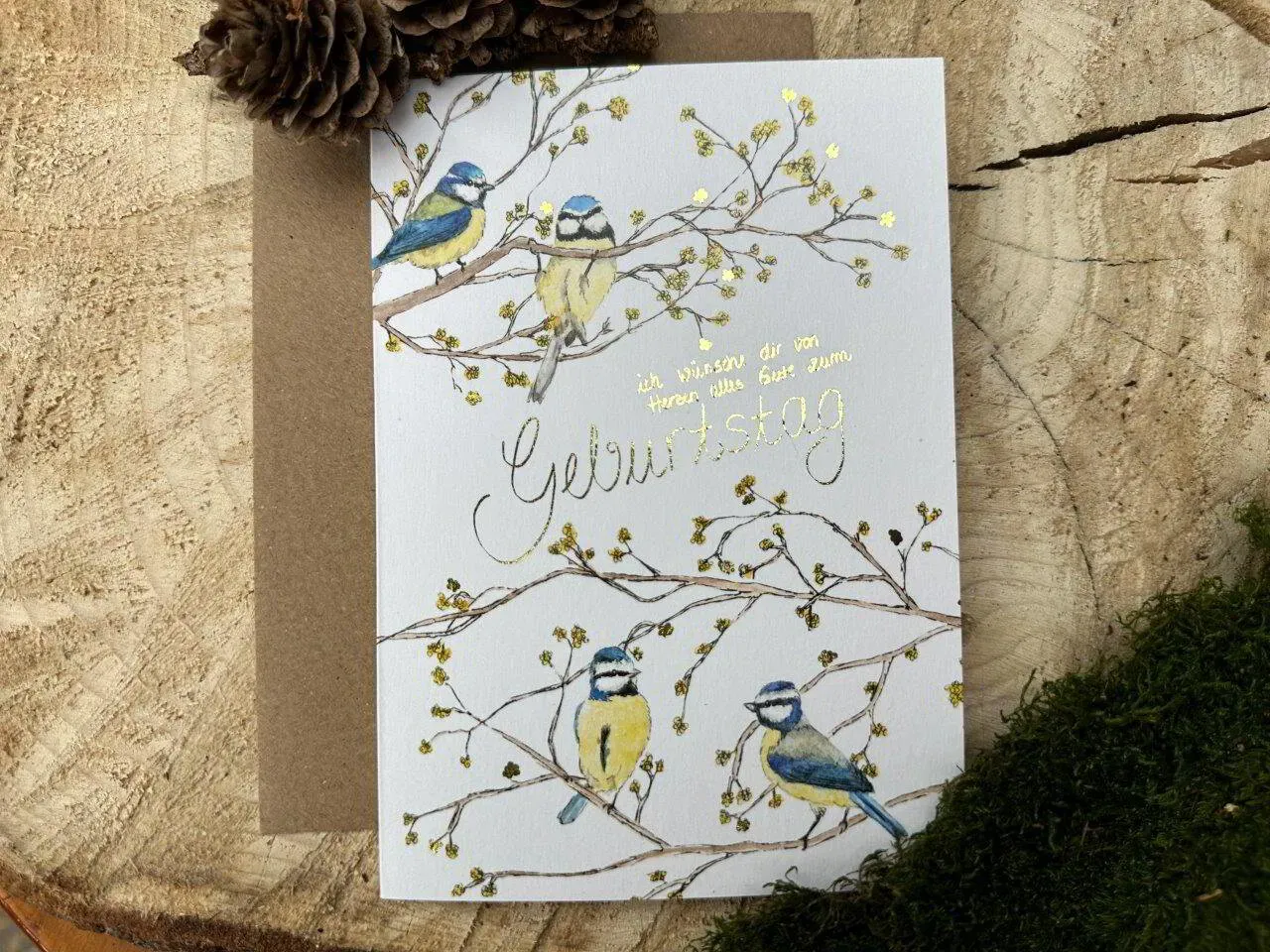 Grußkarte Blaumeisjen Geburtstag 