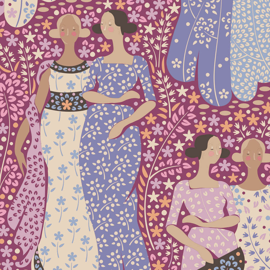 TILDA Hometown Friendly Gathering Plum