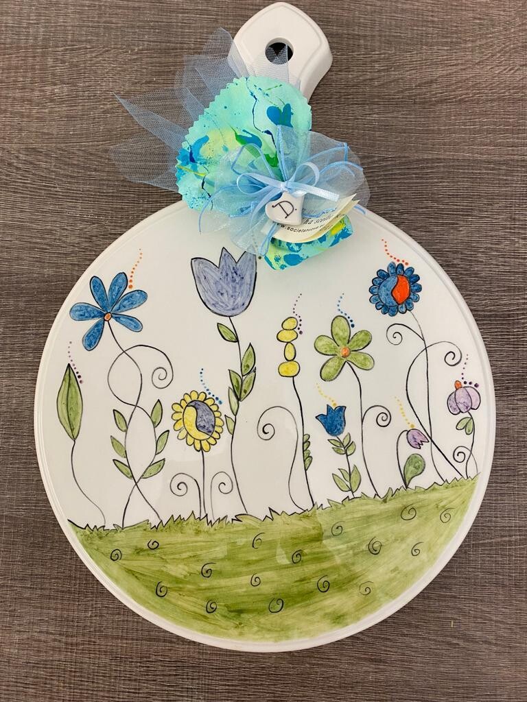 Tagliere in ceramica dipinto a mano