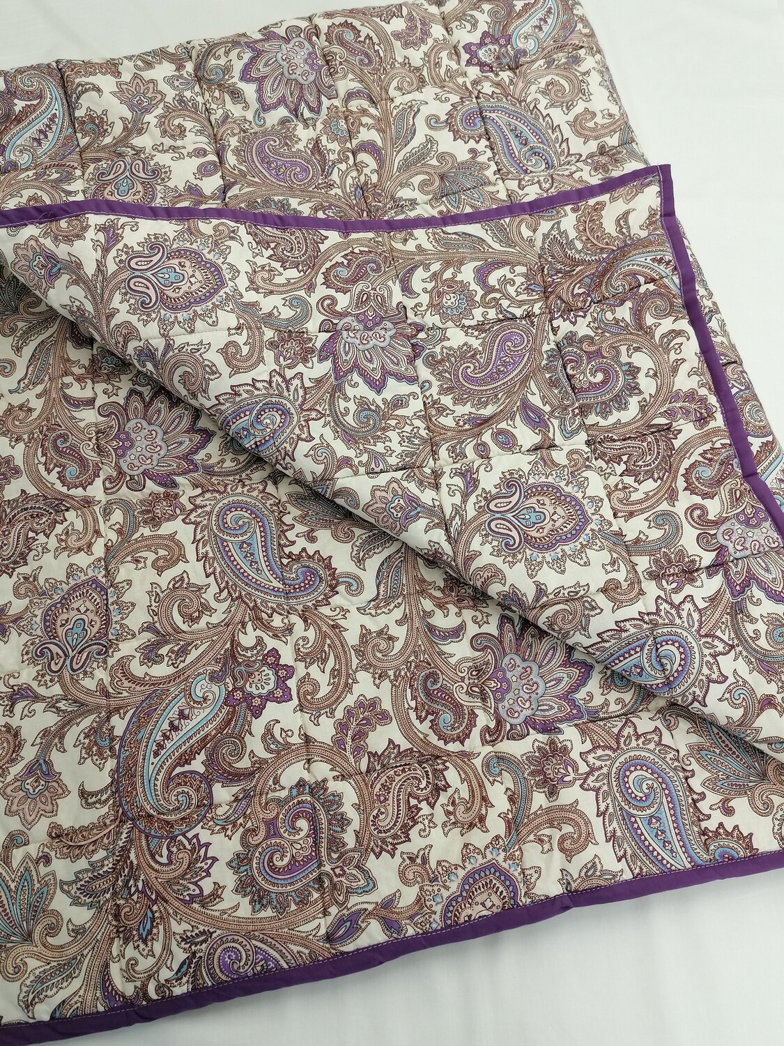 Merino wool filled organic hand made blanket, Cotton 145 g/m2 fabric (both sides) + 400 g/m2 wool, Warm all season blanket.
