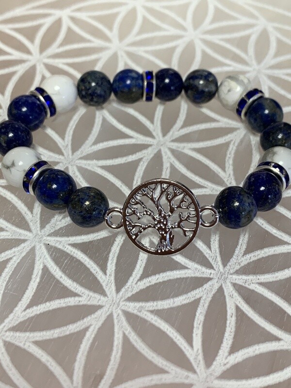 Bracelet être soi dans la joie, dialoguer avec tact -arbre de vie lapis lazuli- pierre de lune Bracelet être soi dans la joie, dialoguer avec tact -arbre de vie lapis lazuli- pierre de lune