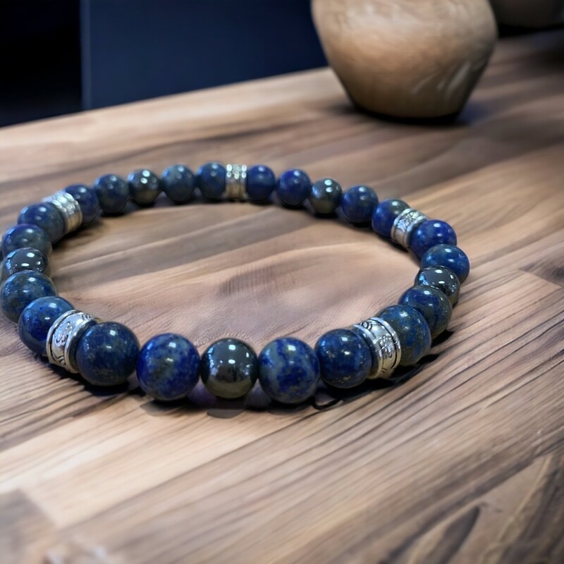 Bracelet confiance, être soi, dynamisme et ancrage-Lapis lazuli et hématite Bracelet confiance, être soi, dynamisme et ancrage-Lapis lazuli et hématite