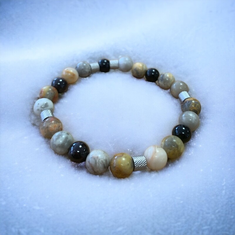 Bracelet courage - dynamise corps et esprit -agate crazy et grenat Bracelet courage - dynamise corps et esprit -agate crazy et grenat