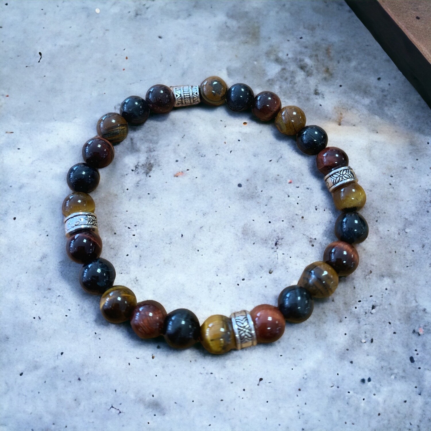 Bracelet triple protection -oeil de tigre, oeil de taureau et oeil de faucon