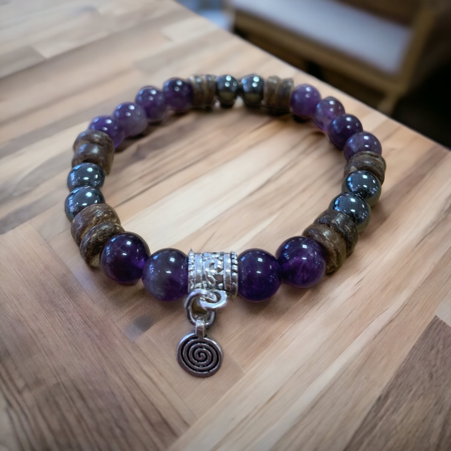 Bracelet sérénité et dynamisme -améthyste et hématite