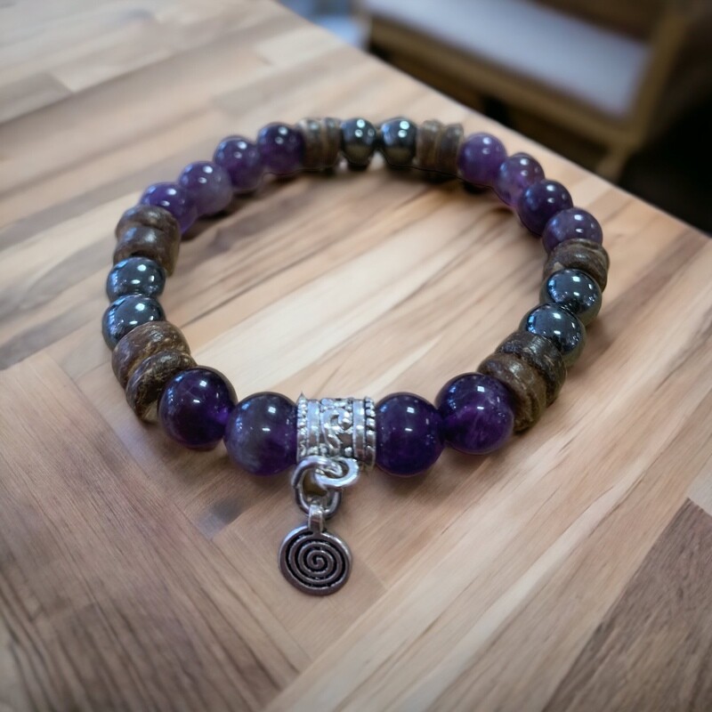 Bracelet sérénité et dynamisme -améthyste et hématite Bracelet sérénité et dynamisme -améthyste et hématite