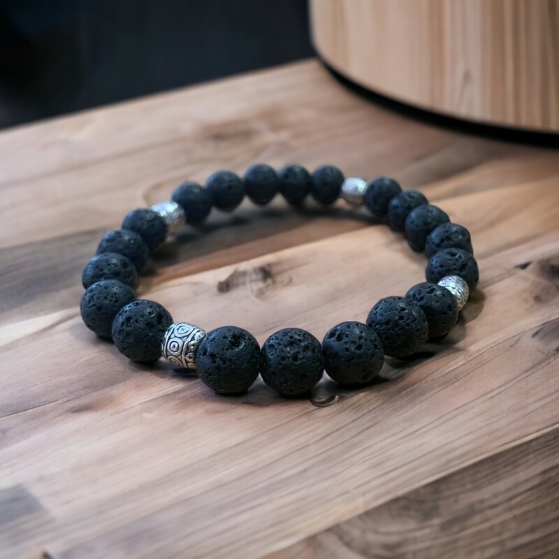 Bracelet courage, force, ancrage- pierre de lave Bracelet courage, force, ancrage- pierre de lave