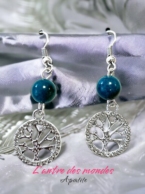 Boucles d’oreilles - Apatite-arbre de vie Boucles d’oreilles - Apatite-arbre de vie