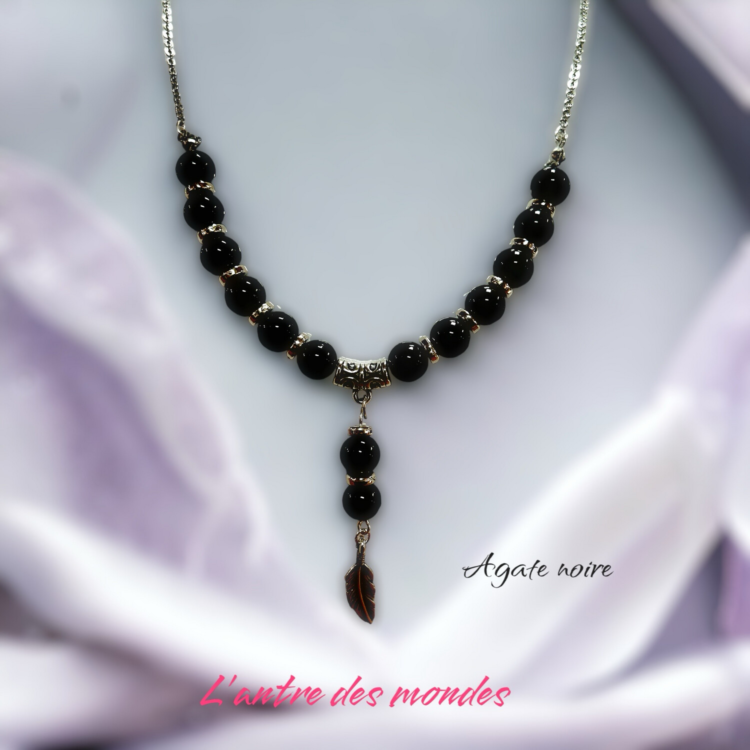 Collier agate noire