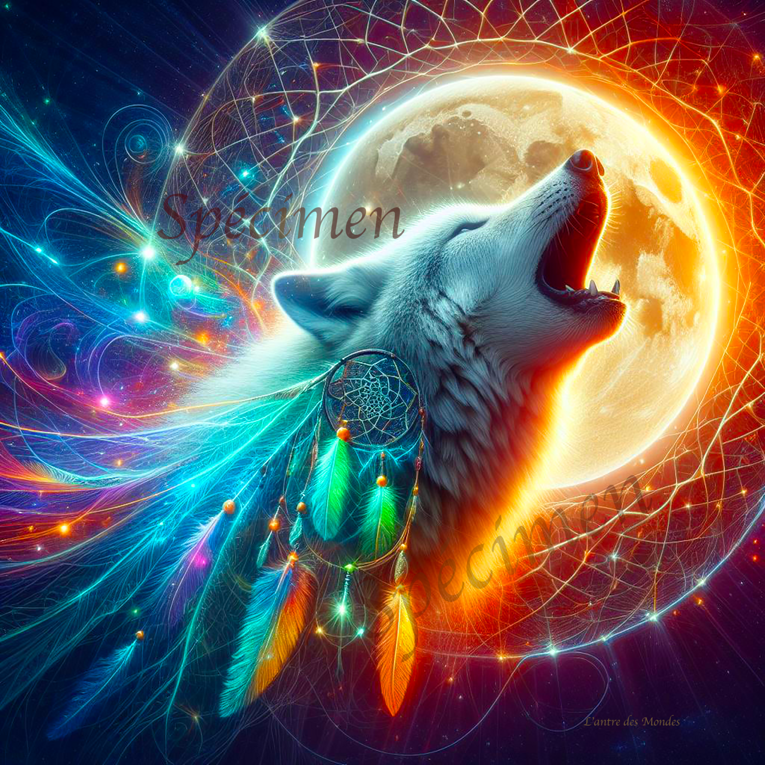 loup à le lune d'or