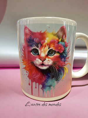 mug personnalisé Chat multicolore